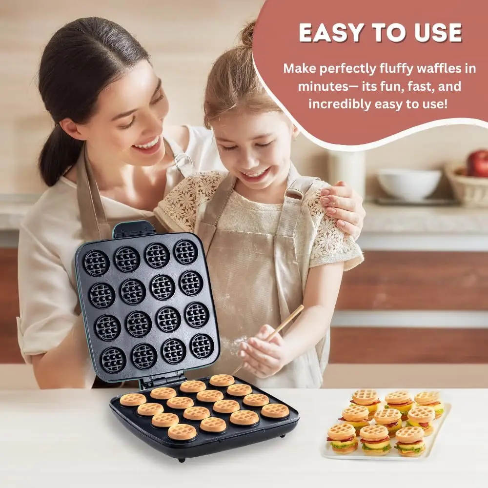 Sandwich Press Panini - Pembuat Waffle 16 Lubang, Permukaan Anti