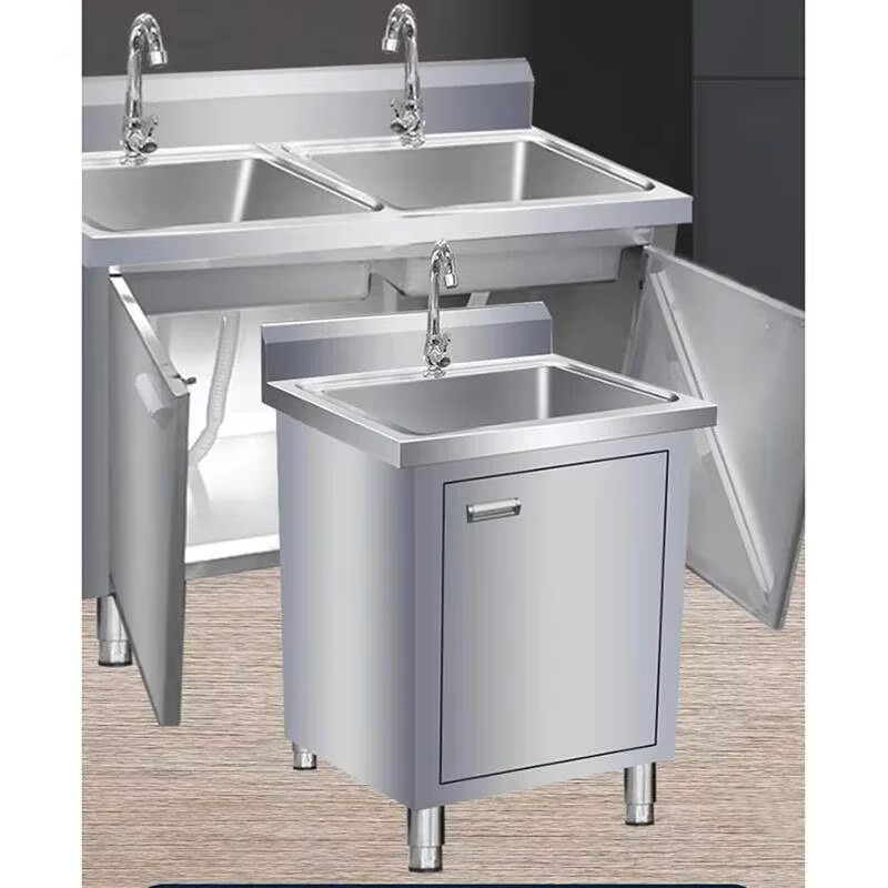 Commercial Kitchen Double Sink - Wastafel Dapur Logam Komersial untuk Penyimpanan