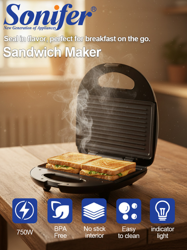 Sandwich Press Panini - Pembuat Sandwich Sonifer SF-6173 750W Alat