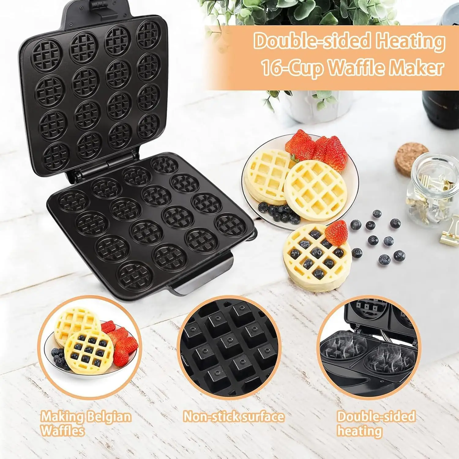 Pembuat Waffle 16 Lubang, Perm - Sandwich Press Panini ulasan dan harga