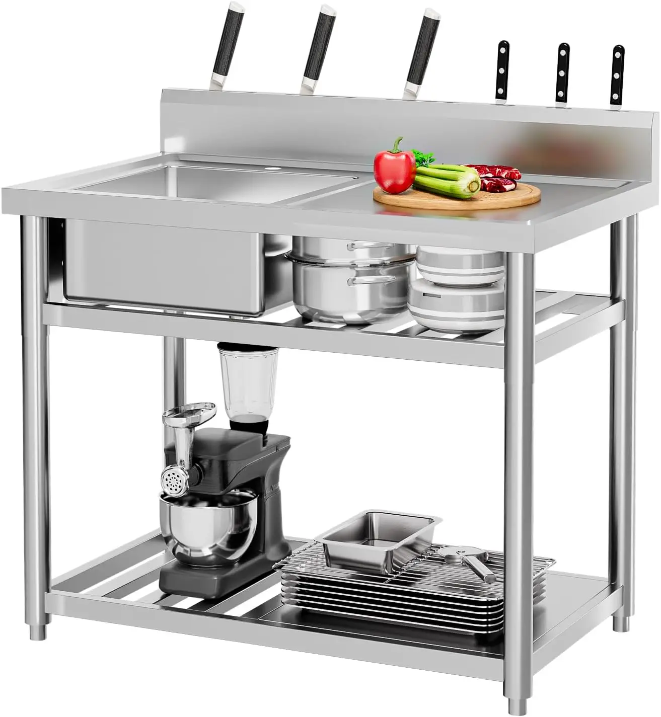 Wastafel Utilitas Baja Tahan K - Commercial Kitchen Double Sink ulasan dan harga