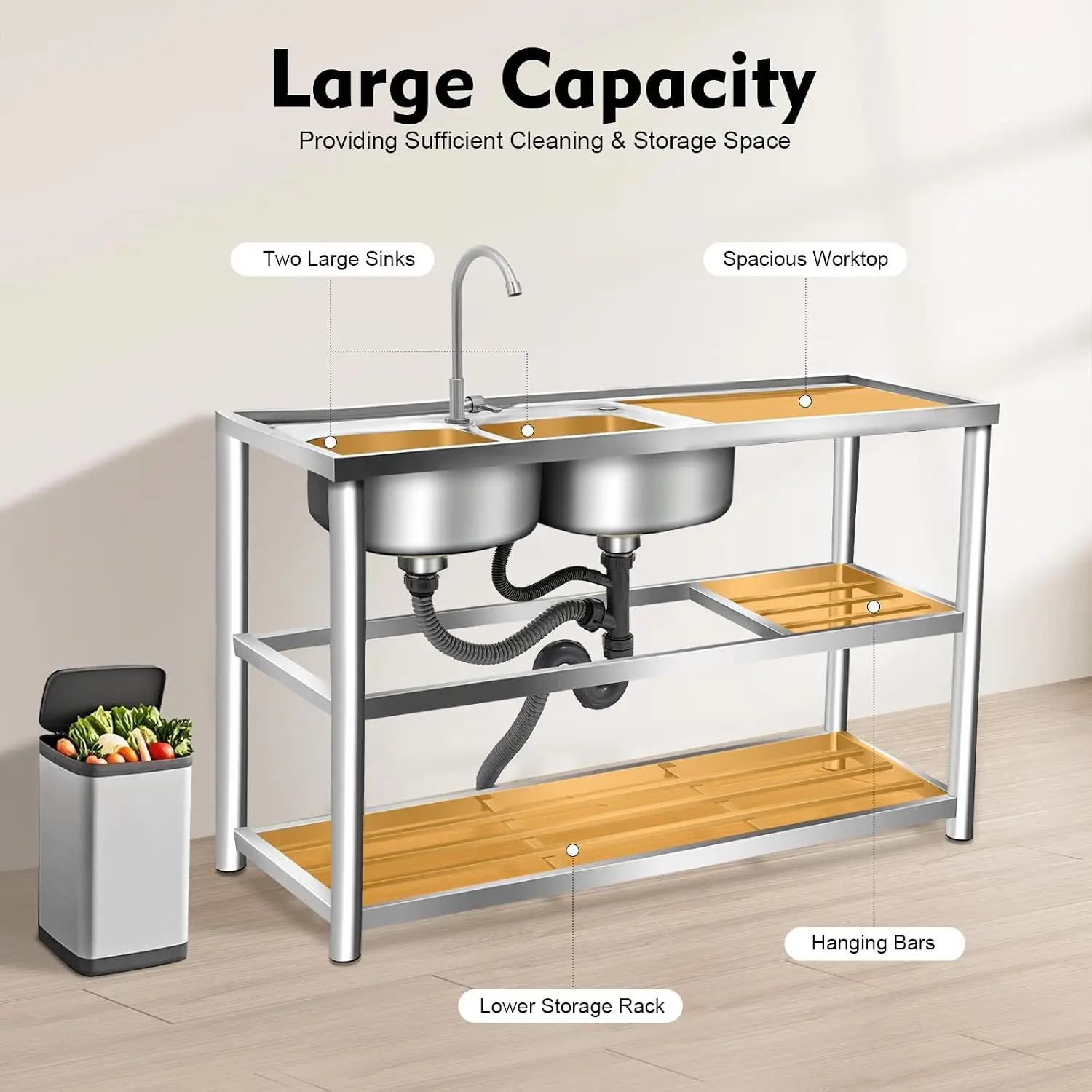 Wastafel Stainless Steel 3 Tin - Commercial Kitchen Double Sink ulasan dan harga