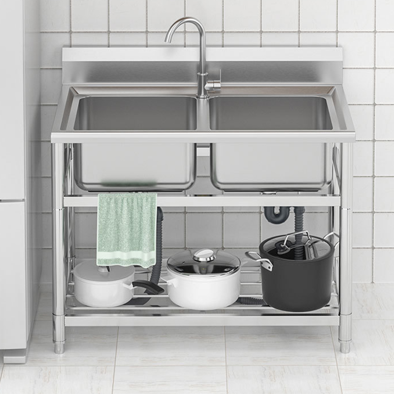 Wastafel dapur stainless steel - Commercial Kitchen Double Sink ulasan dan harga