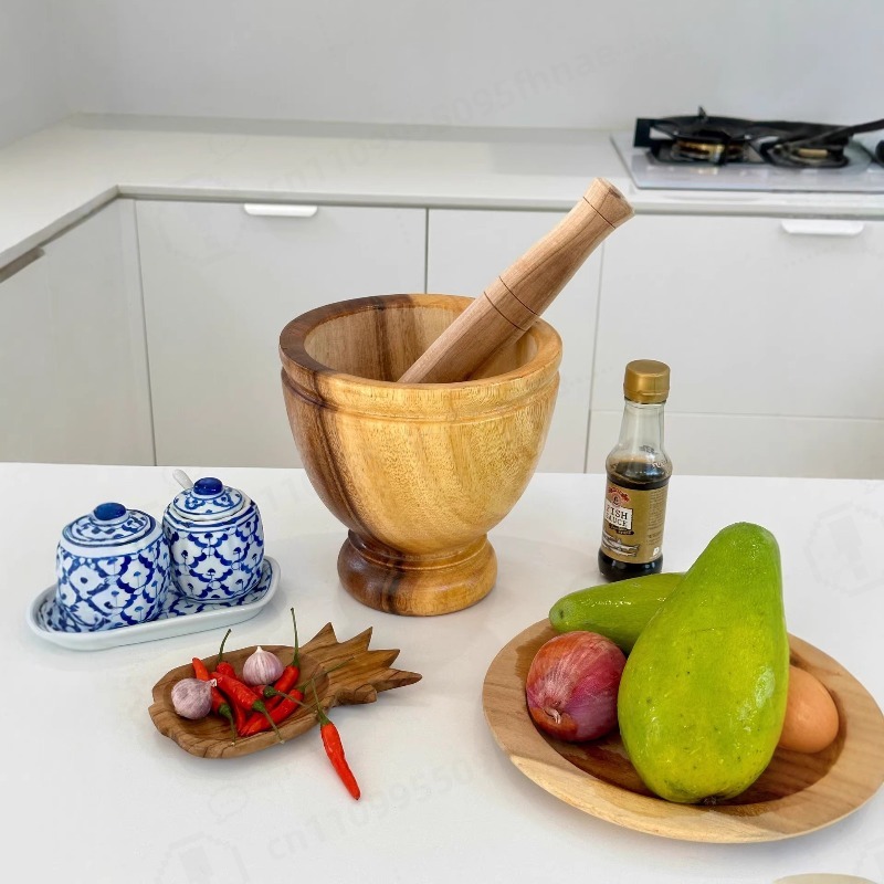 Set Mortar dan Pestle Kayu Aka - Commercial Kitchen Grinder ulasan dan harga