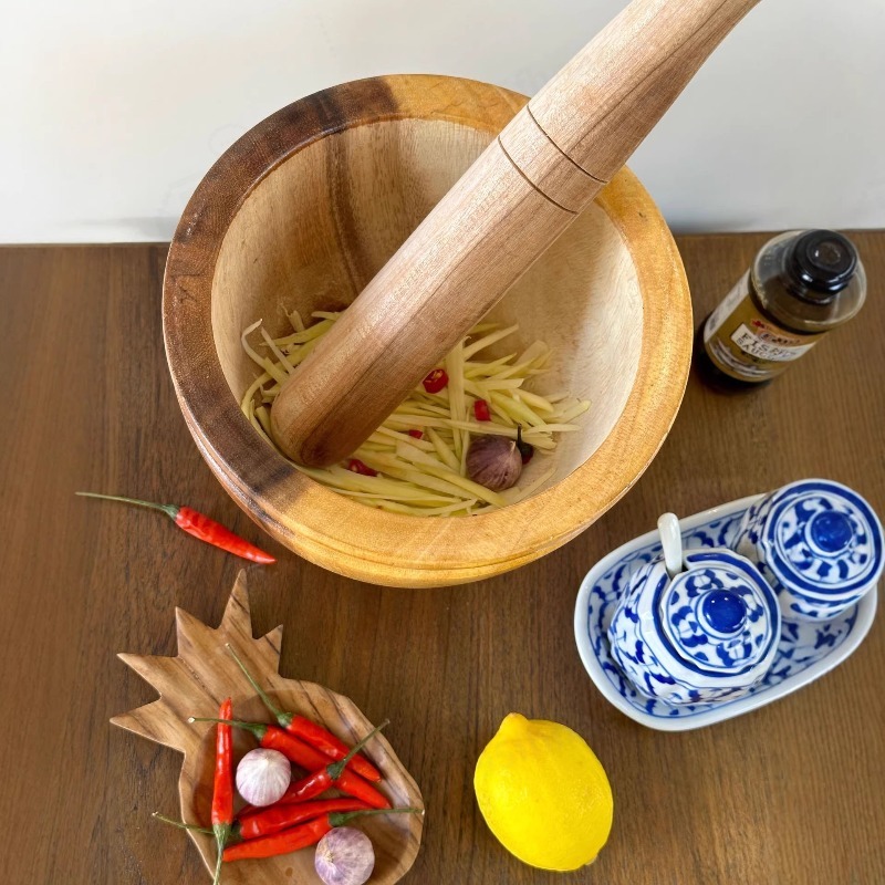 Set Mortar dan Pestle Kayu Aka - Commercial Kitchen Grinder ulasan dan harga