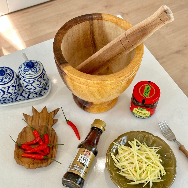 Set Mortar dan Pestle Kayu Aka - Commercial Kitchen Grinder ulasan dan harga